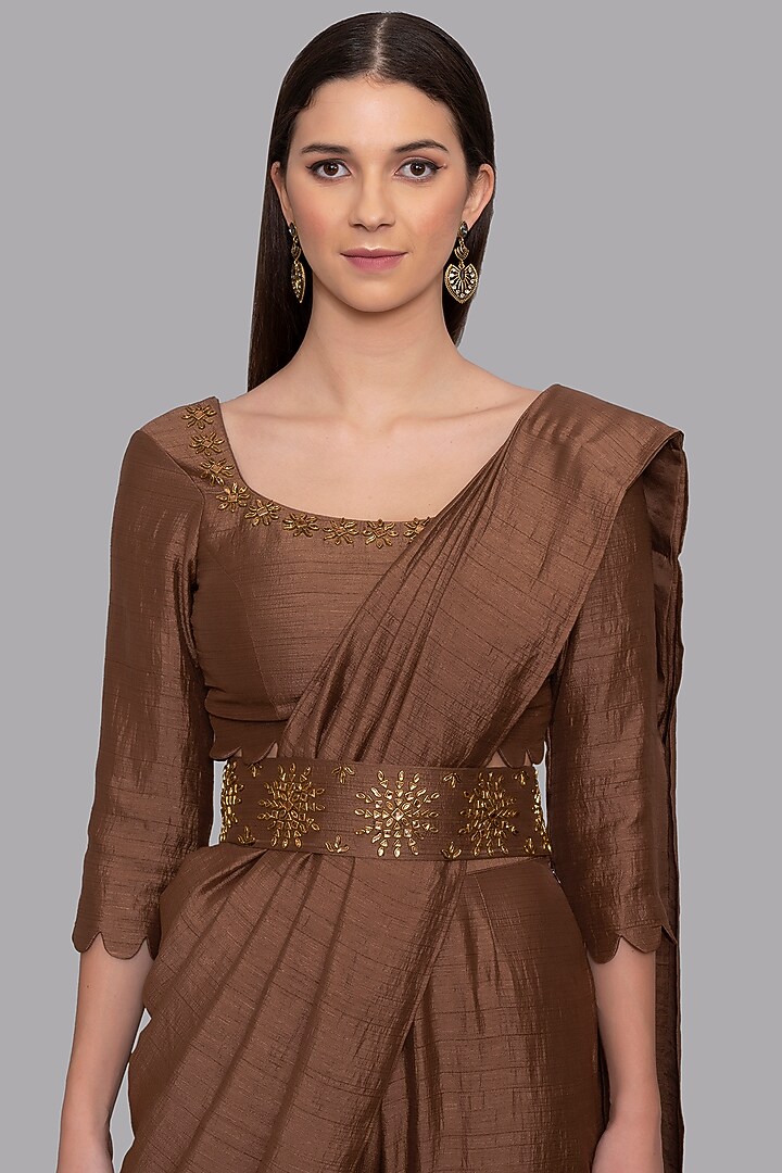 Brown Raw Silk Gharara Set by Arpita Sulakshana at Pernia's Pop Up Shop