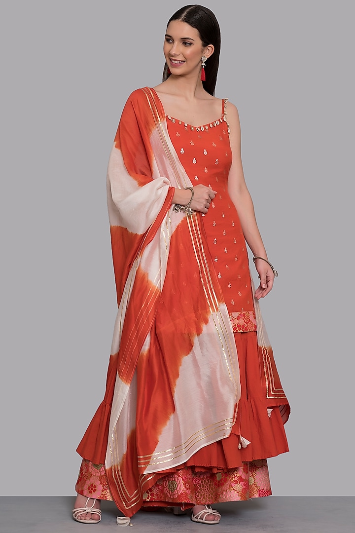 Orange Cotton Gharara Set by Arpita Sulakshana at Pernia's Pop Up Shop