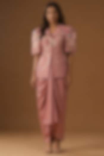 Blush Pink Summer Silk Draped Skirt Set by Arpita Sulakshana at Pernia's Pop Up Shop
