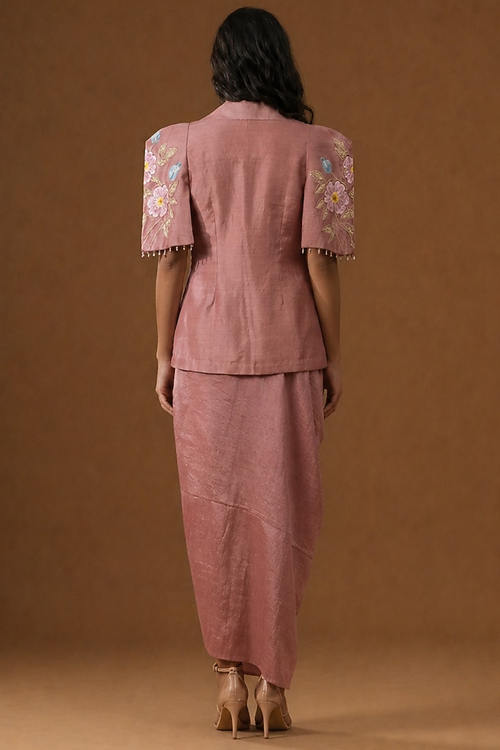 Blush Pink Summer Silk Draped Skirt Set by Arpita Sulakshana at Pernia's Pop Up Shop