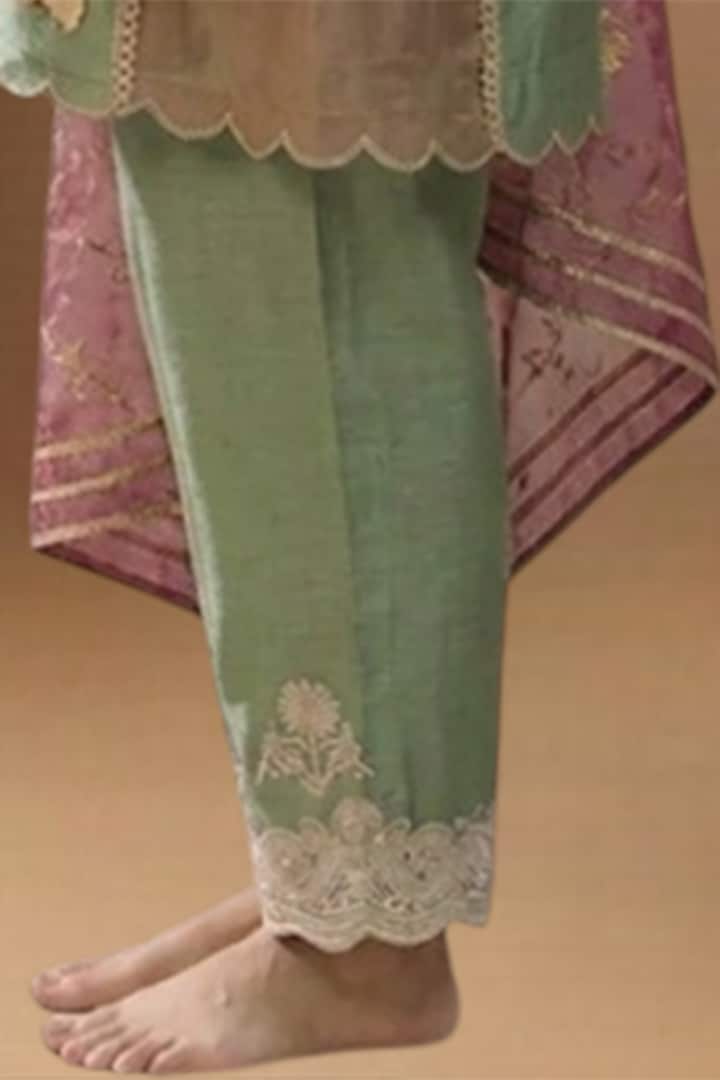 Pista Green Summer Silk Embellished Choga Kurta Set by Arpita Sulakshana at Pernia's Pop Up Shop
