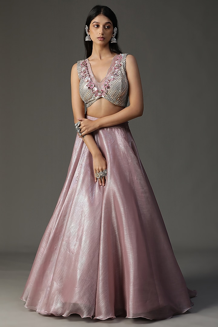 Lilac Organza Wedding Lehenga Set by Arpita Sulakshana at Pernia's Pop Up Shop