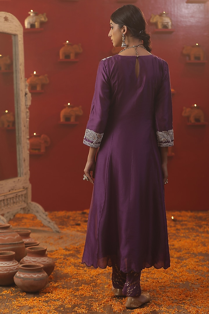 Purple Chanderi Kurta Set by Arpita Sulakshana at Pernia's Pop Up Shop