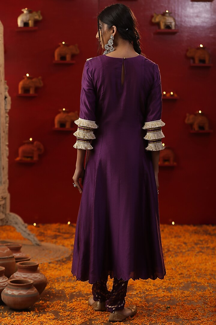 Purple Chanderi Kurta Set by Arpita Sulakshana at Pernia's Pop Up Shop