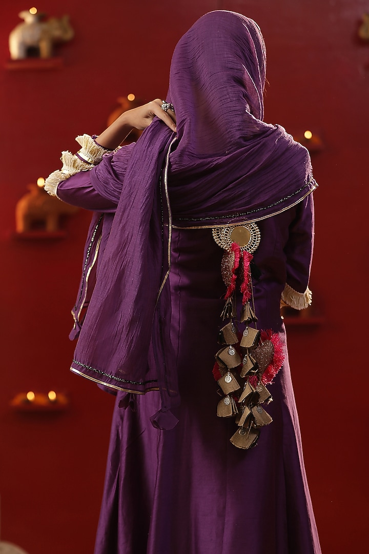 Purple Chanderi Kurta Set by Arpita Sulakshana at Pernia's Pop Up Shop