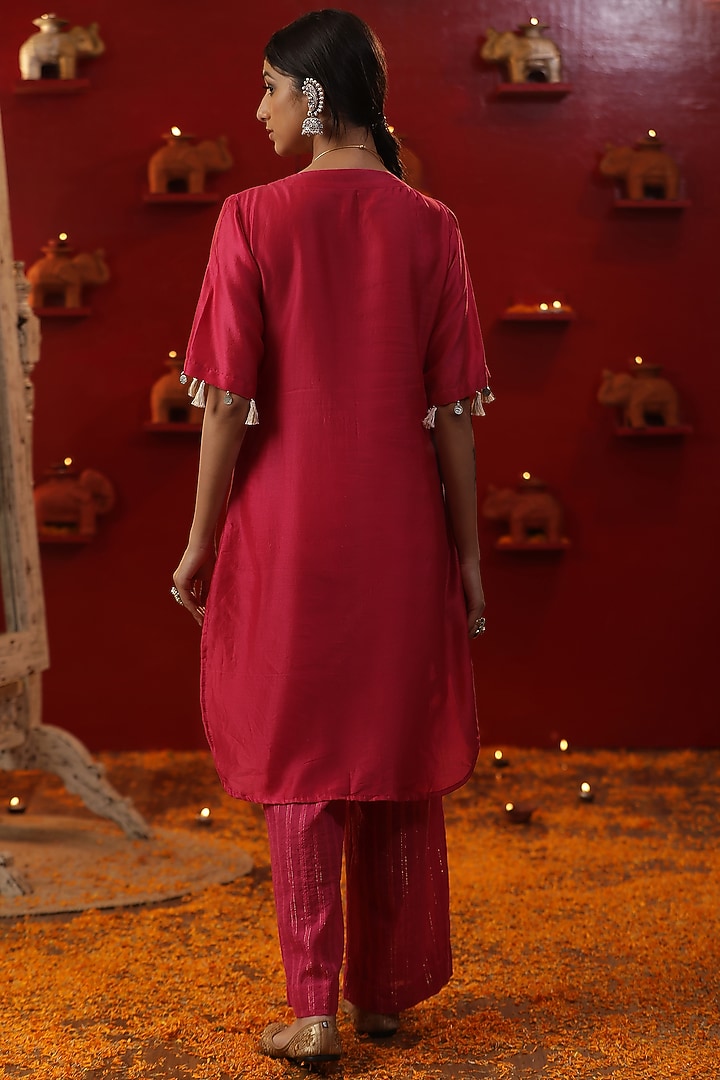 Pink Chanderi Silk & Lurex Co-Ord Set by Arpita Sulakshana at Pernia's Pop Up Shop