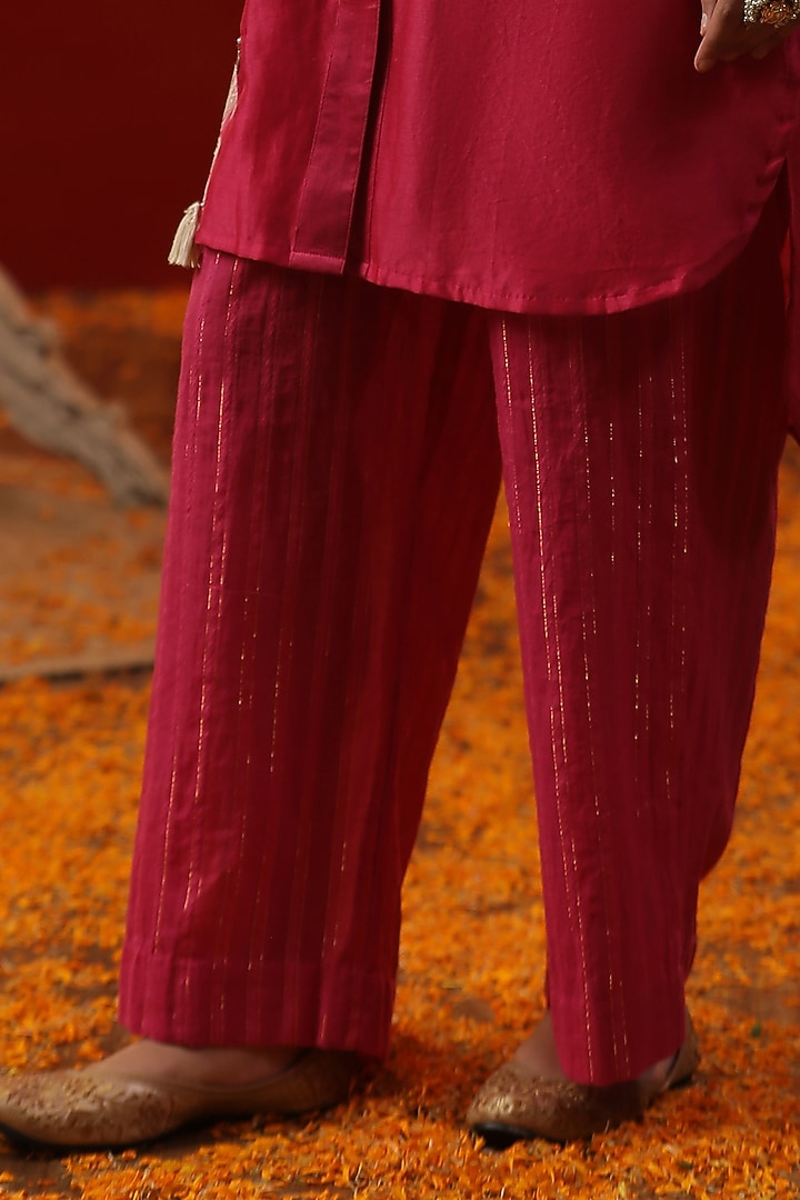 Pink Chanderi Silk & Lurex Co-Ord Set by Arpita Sulakshana at Pernia's Pop Up Shop