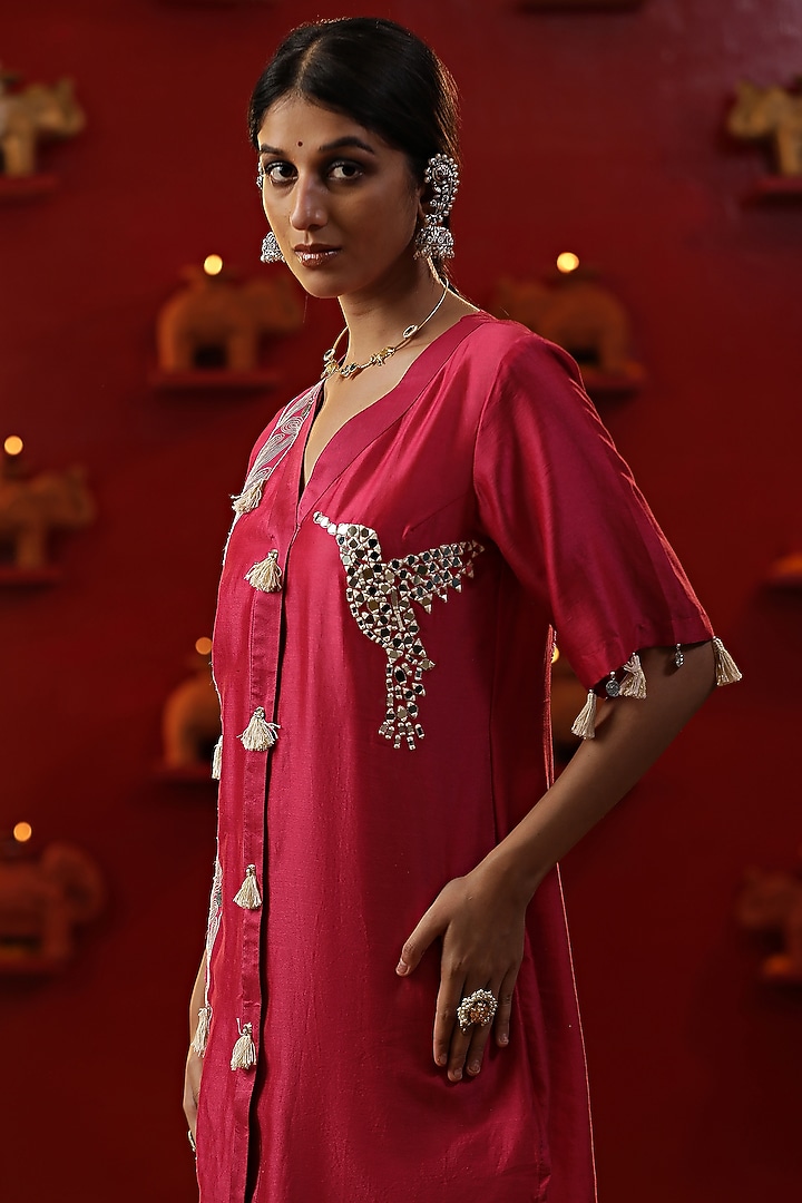 Pink Chanderi Silk & Lurex Co-Ord Set by Arpita Sulakshana at Pernia's Pop Up Shop