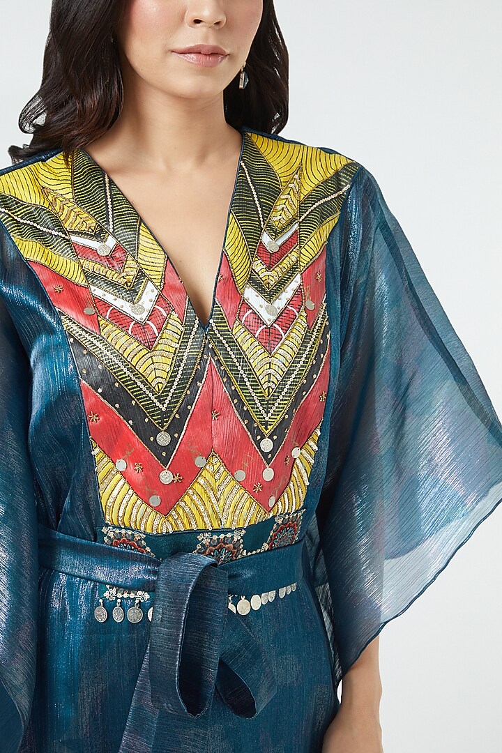Electric Blue Hand Painted Kaftan by Arpita Sulakshana at Pernia's Pop Up Shop