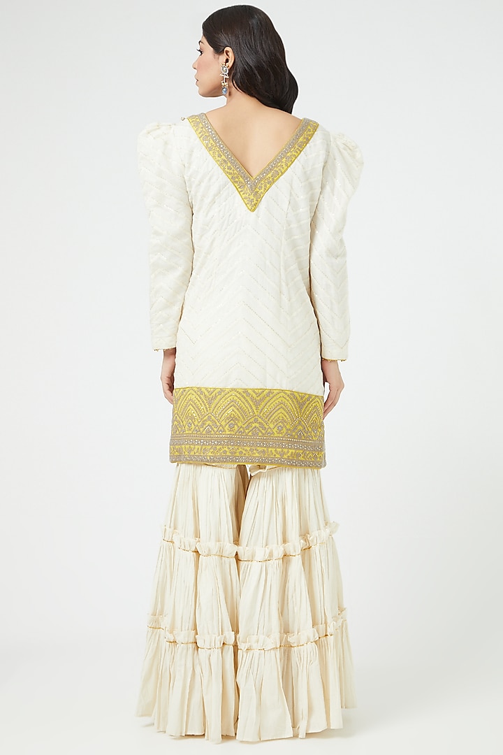 Ivory Chanderi Cotton Gharara Set by Arpita Sulakshana at Pernia's Pop Up Shop