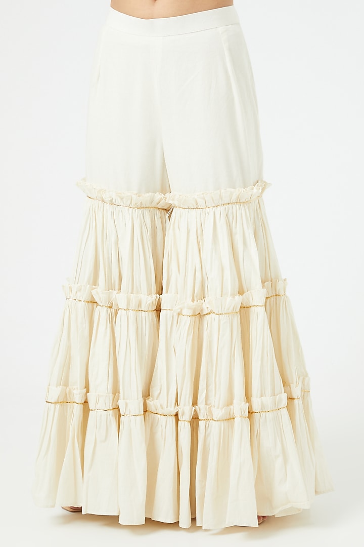 Ivory Chanderi Cotton Gharara Set by Arpita Sulakshana at Pernia's Pop Up Shop