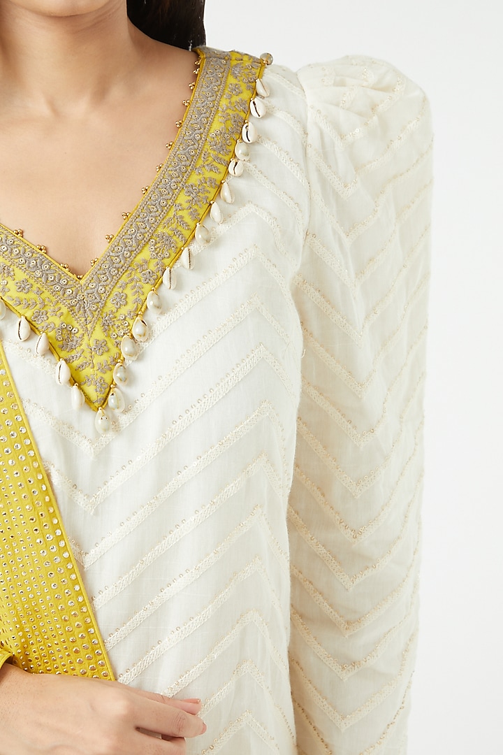 Ivory Chanderi Cotton Gharara Set by Arpita Sulakshana at Pernia's Pop Up Shop