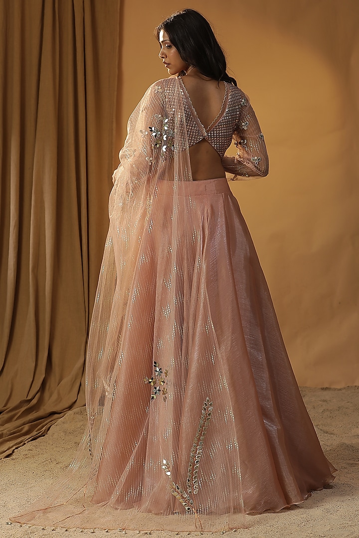 Peach Organza Wedding Lehenga Set by Arpita Sulakshana at Pernia's Pop Up Shop