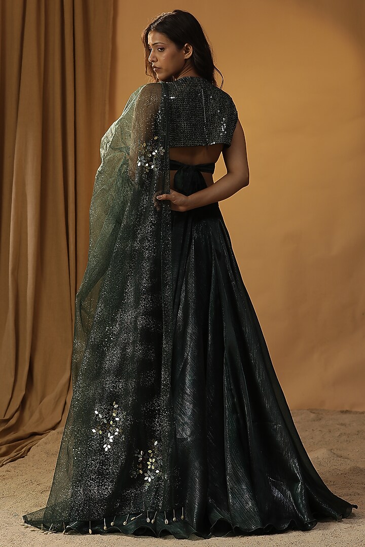 Green Organza Wedding Lehenga Set by Arpita Sulakshana at Pernia's Pop Up Shop