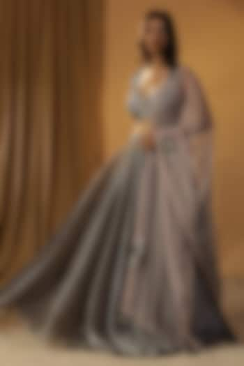 Grey Organza Wedding Lehenga Set by Arpita Sulakshana at Pernia's Pop Up Shop