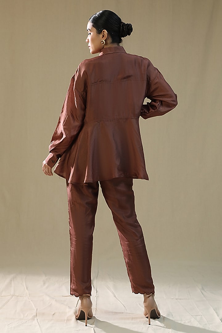 Brown Summer Silk Co-Ord Set by Arpita Sulakshana at Pernia's Pop Up Shop