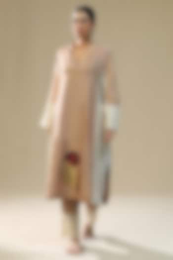 Rose Gold Summer Silk Handpainted Kurta Set by Arpita Sulakshana at Pernia's Pop Up Shop