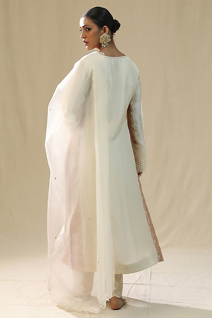 Ivory Summer Silk Handpainted Kurta Set by Arpita Sulakshana at Pernia's Pop Up Shop