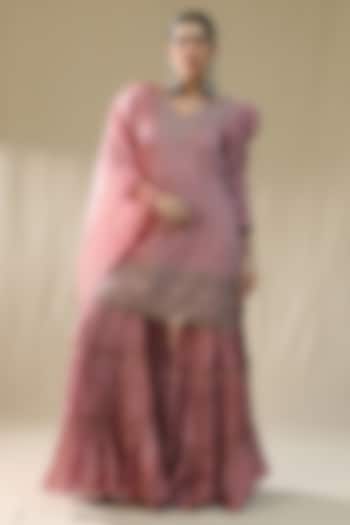 Dusty Pink Chanderi Cotton Gharara Set by Arpita Sulakshana at Pernia's Pop Up Shop