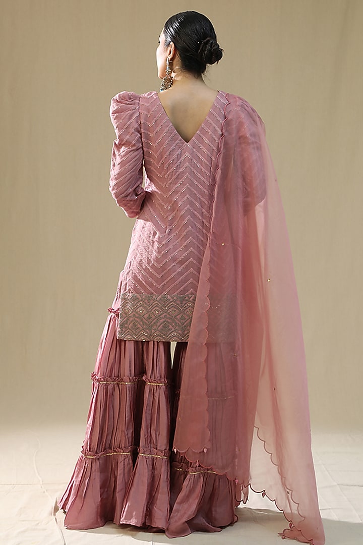 Dusty Pink Chanderi Cotton Gharara Set by Arpita Sulakshana at Pernia's Pop Up Shop