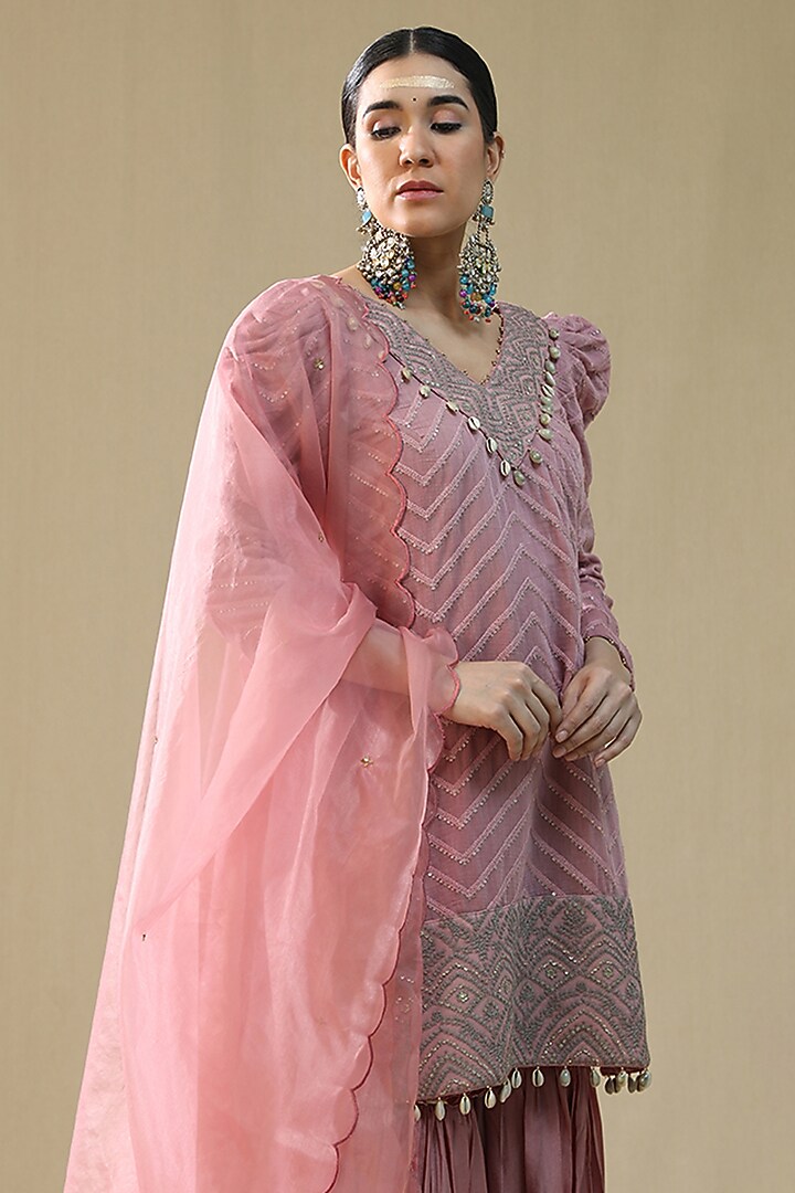 Dusty Pink Chanderi Cotton Gharara Set by Arpita Sulakshana at Pernia's Pop Up Shop