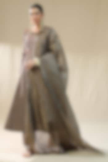 Mocha Colored Chanderi Silk Kurta Set by Arpita Sulakshana at Pernia's Pop Up Shop