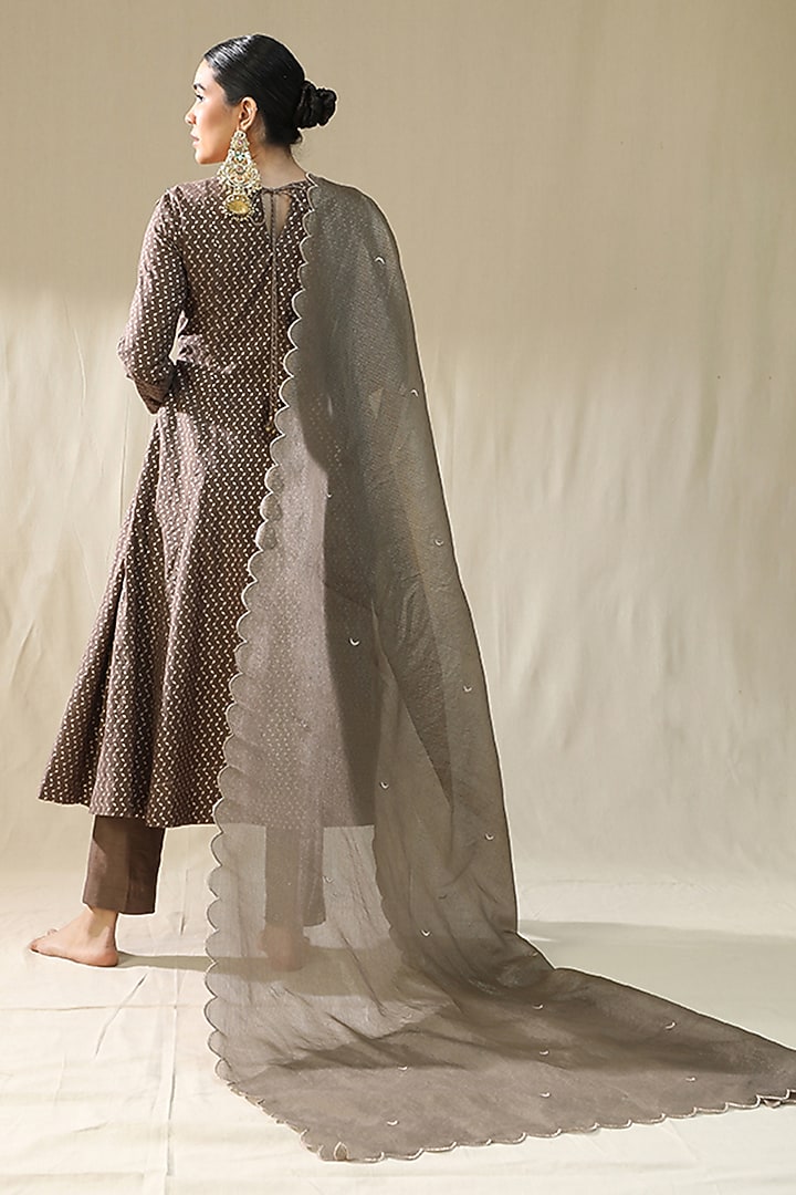 Mocha Colored Chanderi Silk Kurta Set by Arpita Sulakshana at Pernia's Pop Up Shop