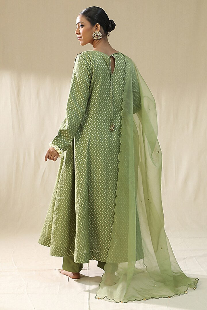 Pista Green Chanderi Silk Embroidered Kurta Set by Arpita Sulakshana at Pernia's Pop Up Shop