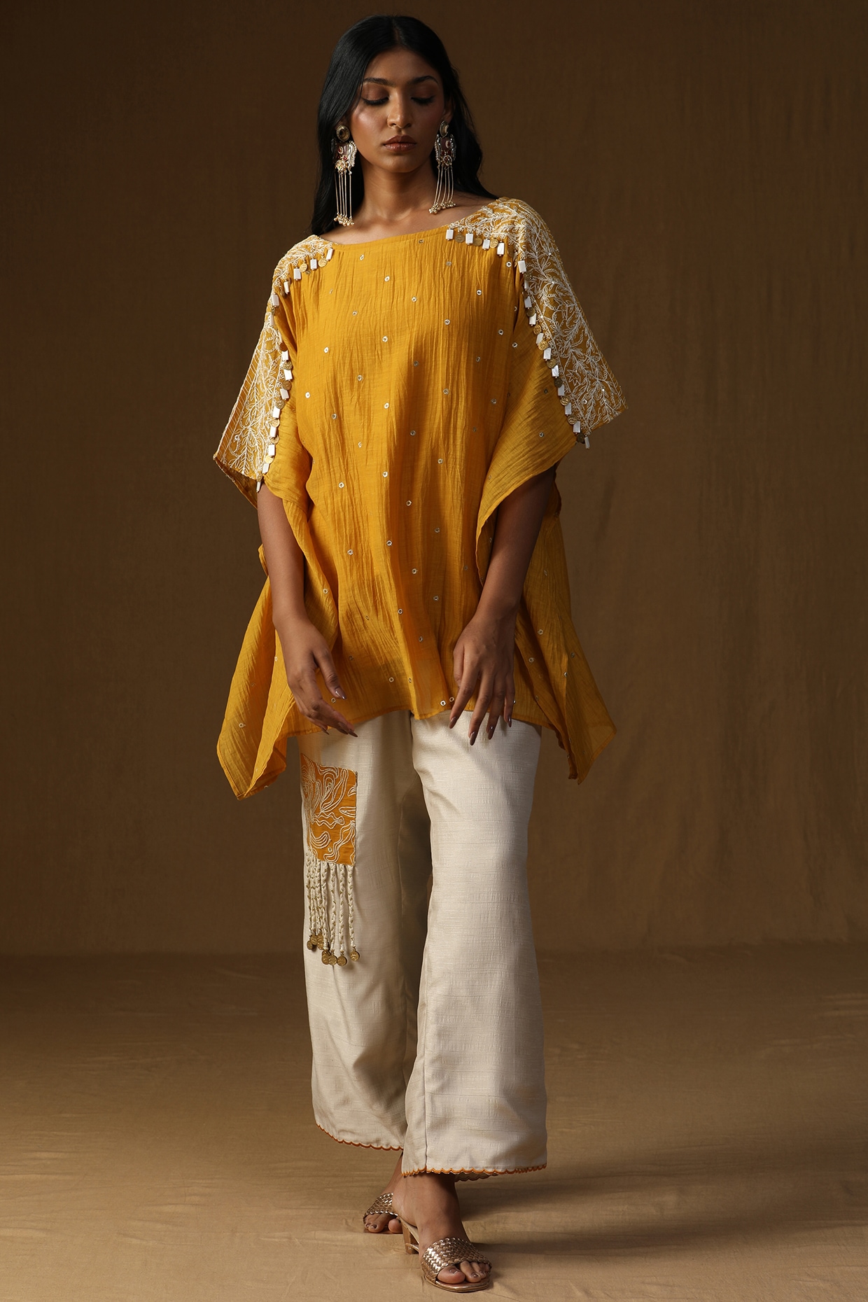 Arpita Sulakshana Yellow Mal Chanderi Dori Embroidered Kurta Set