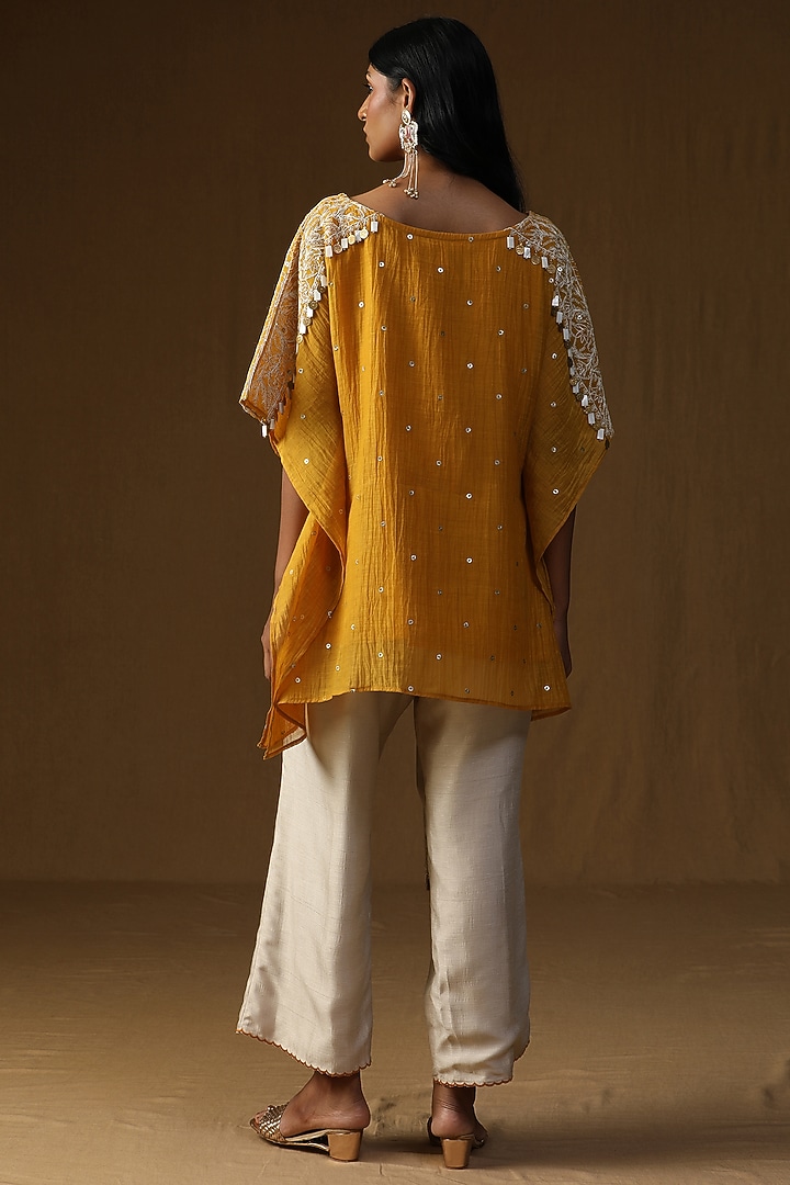 Yellow Mal Chanderi Dori Embroidered Kurta Set by Arpita Sulakshana at Pernia's Pop Up Shop