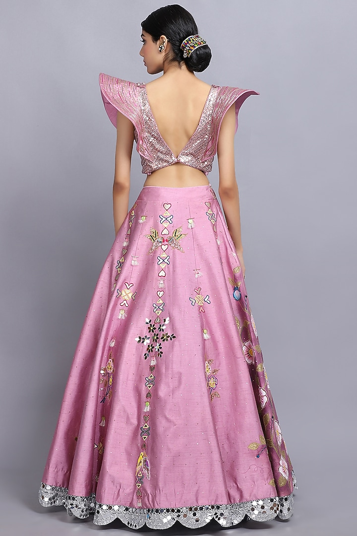 Cameo Pink Embroidered Wedding Lehenga Set by Arpita Sulakshana at Pernia's Pop Up Shop