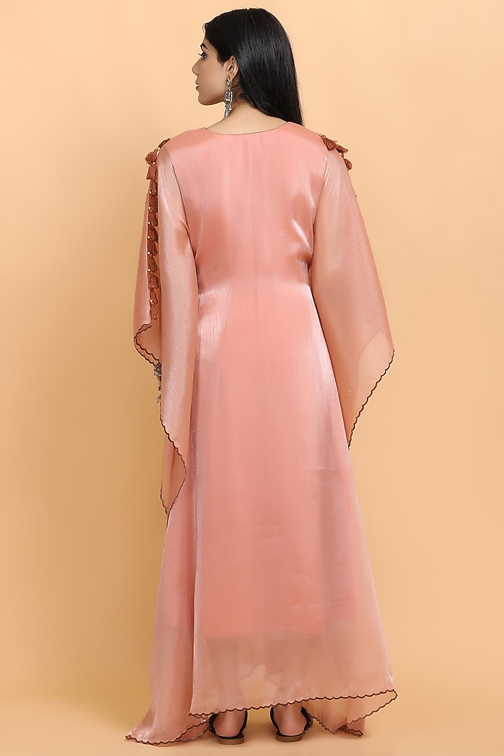 Peach Hand Painted Kaftan by Arpita Sulakshana at Pernia's Pop Up Shop