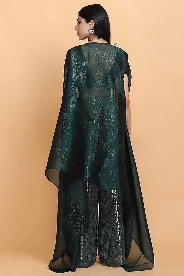 Emerald Green Hand Painted Cape Set by Arpita Sulakshana at Pernia's Pop Up Shop