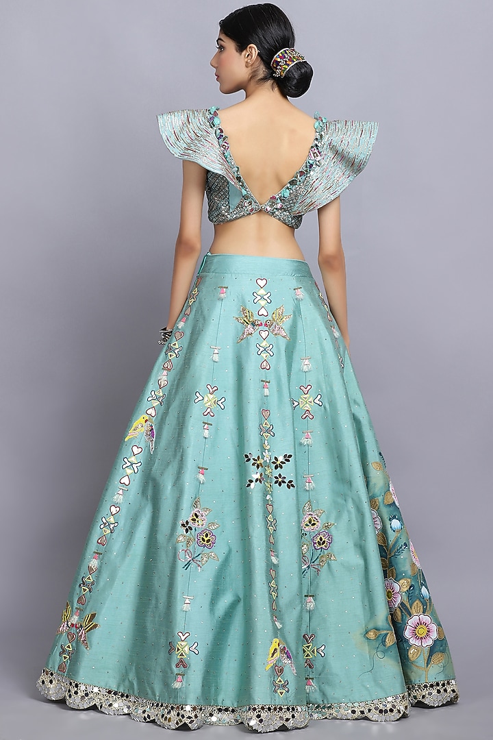 Sapphire Blue Embroidered Wedding Lehenga Set by Arpita Sulakshana at Pernia's Pop Up Shop