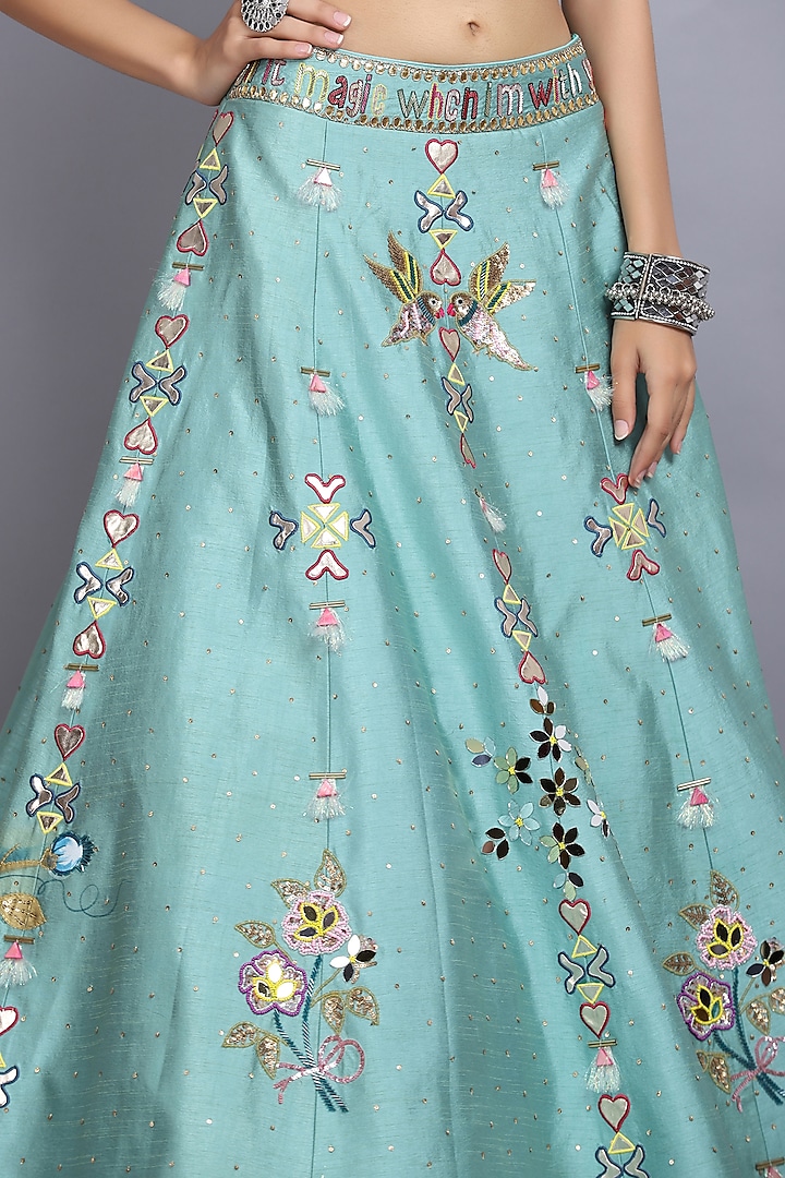 Sapphire Blue Embroidered Wedding Lehenga Set by Arpita Sulakshana at Pernia's Pop Up Shop