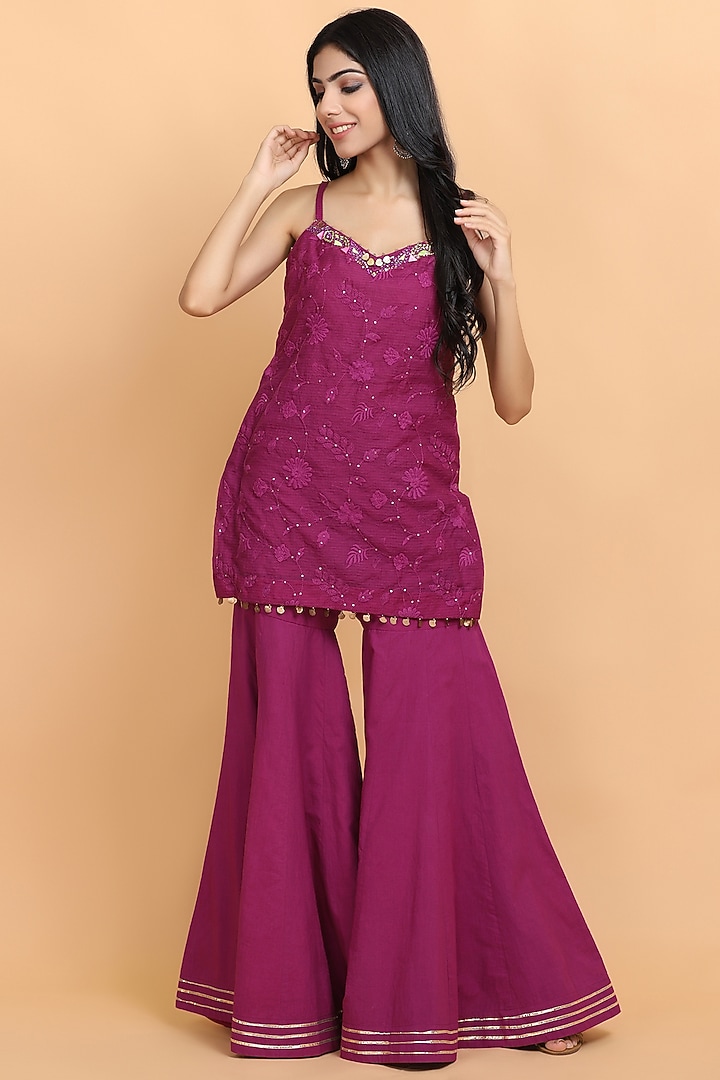 Purple Kota Gharara Set by Arpita Sulakshana at Pernia's Pop Up Shop