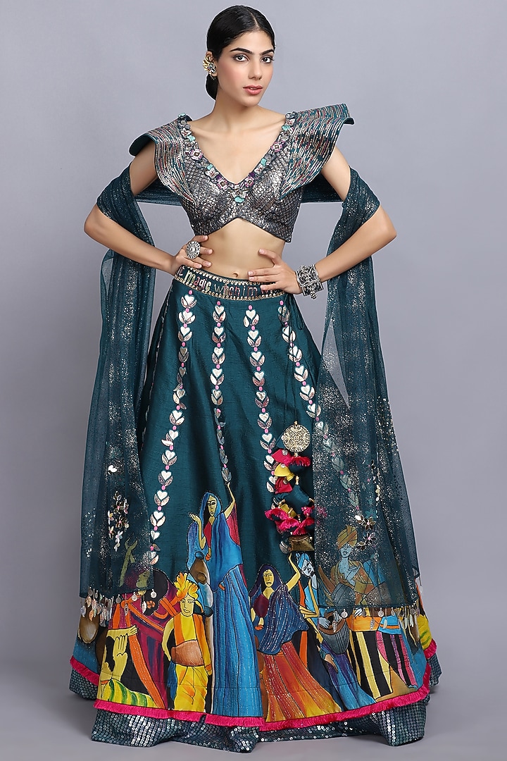 Green Embroidered Wedding Lehenga Set by Arpita Sulakshana at Pernia's Pop Up Shop