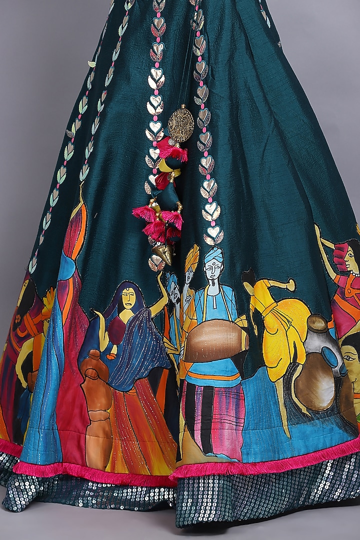 Green Embroidered Wedding Lehenga Set by Arpita Sulakshana at Pernia's Pop Up Shop