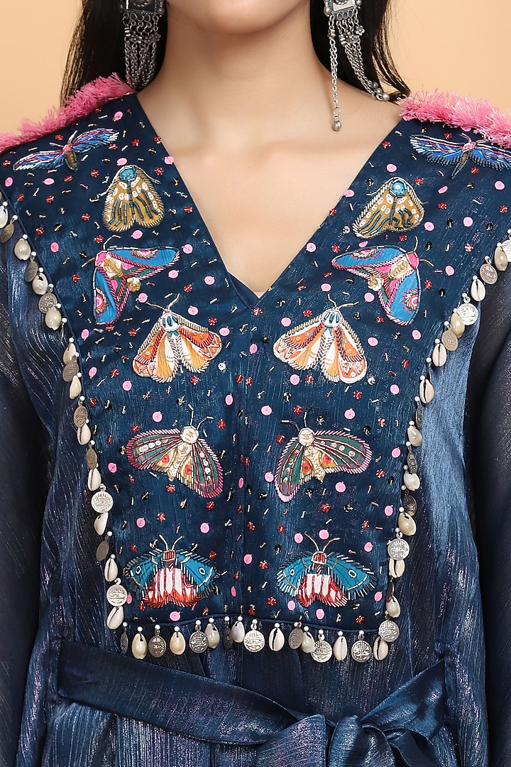 Electric Blue Hand Painting Kaftan by Arpita Sulakshana at Pernia's Pop Up Shop