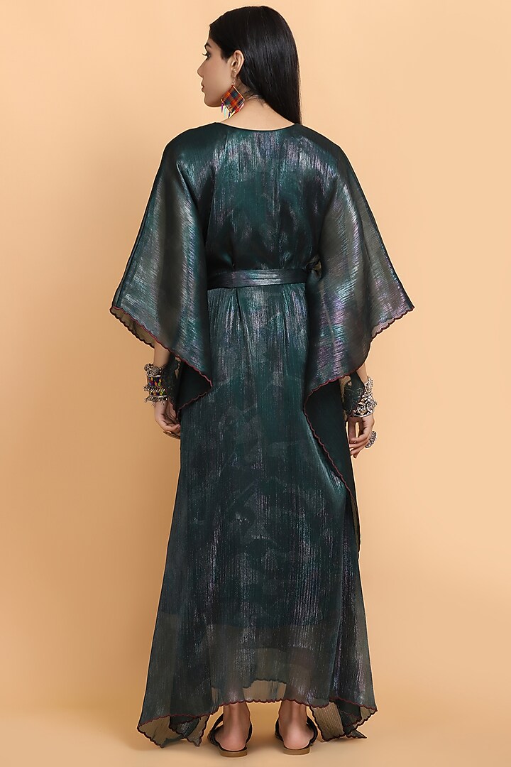Bottle Green Embroidered Kaftan by Arpita Sulakshana at Pernia's Pop Up Shop