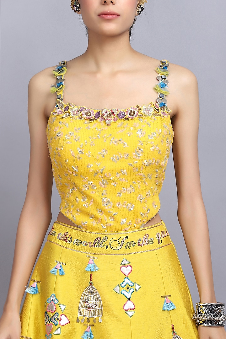 Yellow Embroidered Wedding Lehenga Set by Arpita Sulakshana at Pernia's Pop Up Shop