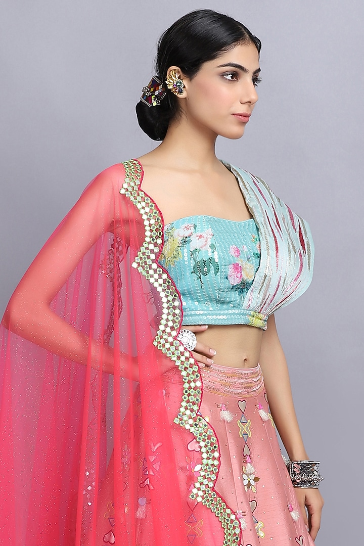 Peach Silk Embroidered Wedding Lehenga Set by Arpita Sulakshana at Pernia's Pop Up Shop