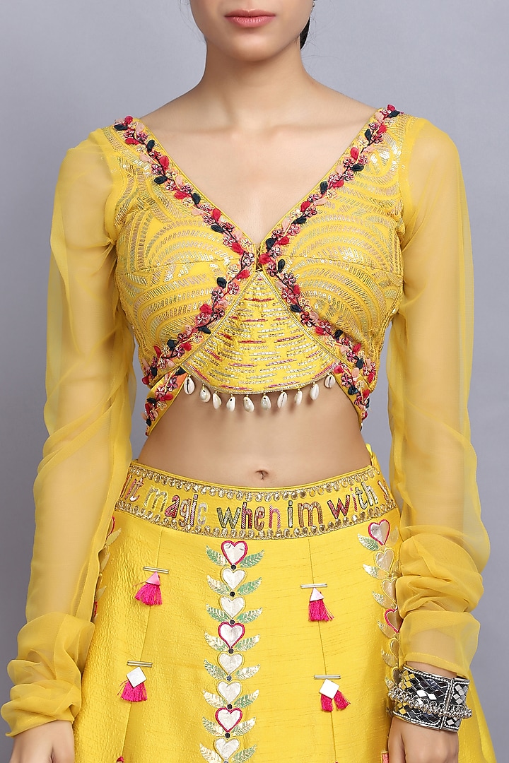 Yellow Embroidered Wedding Lehenga Set by Arpita Sulakshana at Pernia's Pop Up Shop