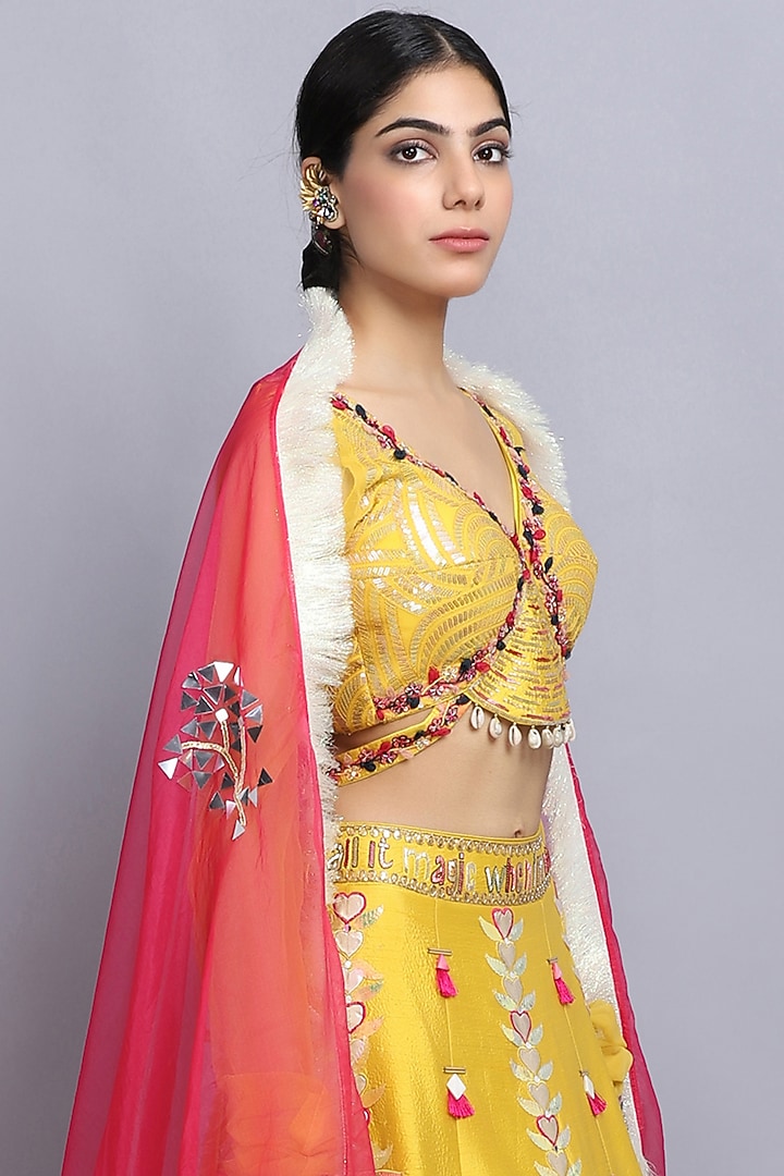Yellow Embroidered Wedding Lehenga Set by Arpita Sulakshana at Pernia's Pop Up Shop