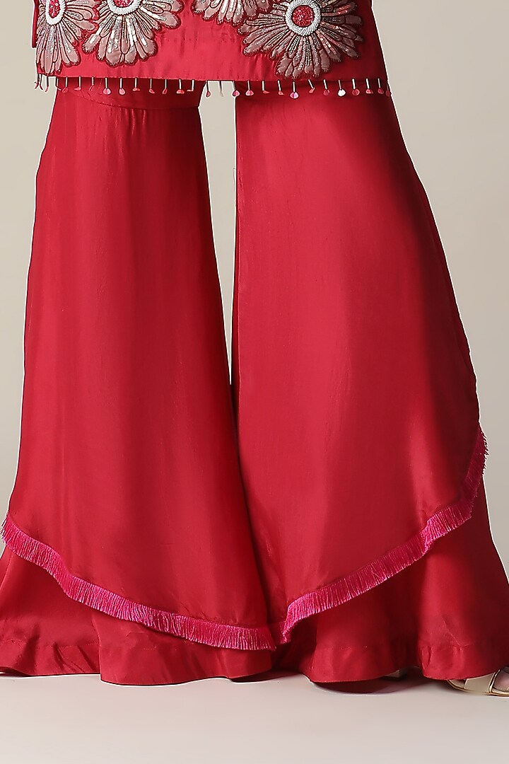 Red Georgette Party Wear Sharara Set by Arpita Sulakshana at Pernia's Pop Up Shop