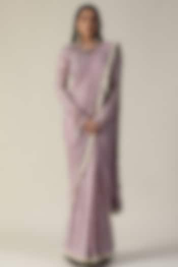 Lilac Georgette Pre-Draped Saree Set by Arpita Sulakshana