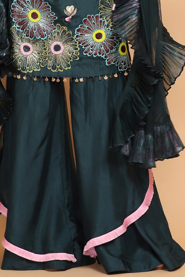 Bottle Green Silk Gharara Set by Arpita Sulakshana at Pernia's Pop Up Shop