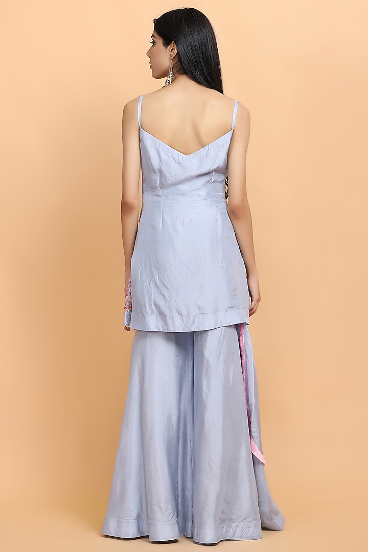 Ice Blue Silk Gharara Set by Arpita Sulakshana at Pernia's Pop Up Shop