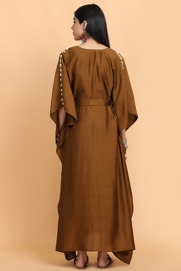 Rust Hand Painted Kaftan by Arpita Sulakshana at Pernia's Pop Up Shop