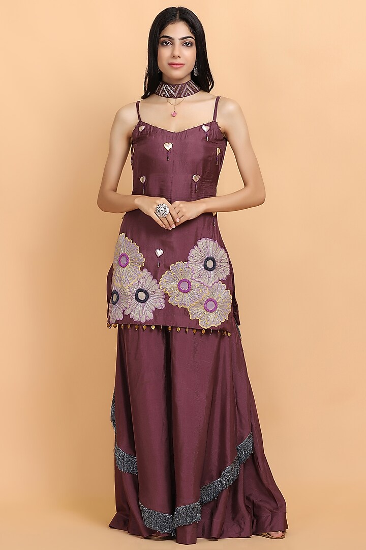Purple Silk Gharara Set by Arpita Sulakshana at Pernia's Pop Up Shop